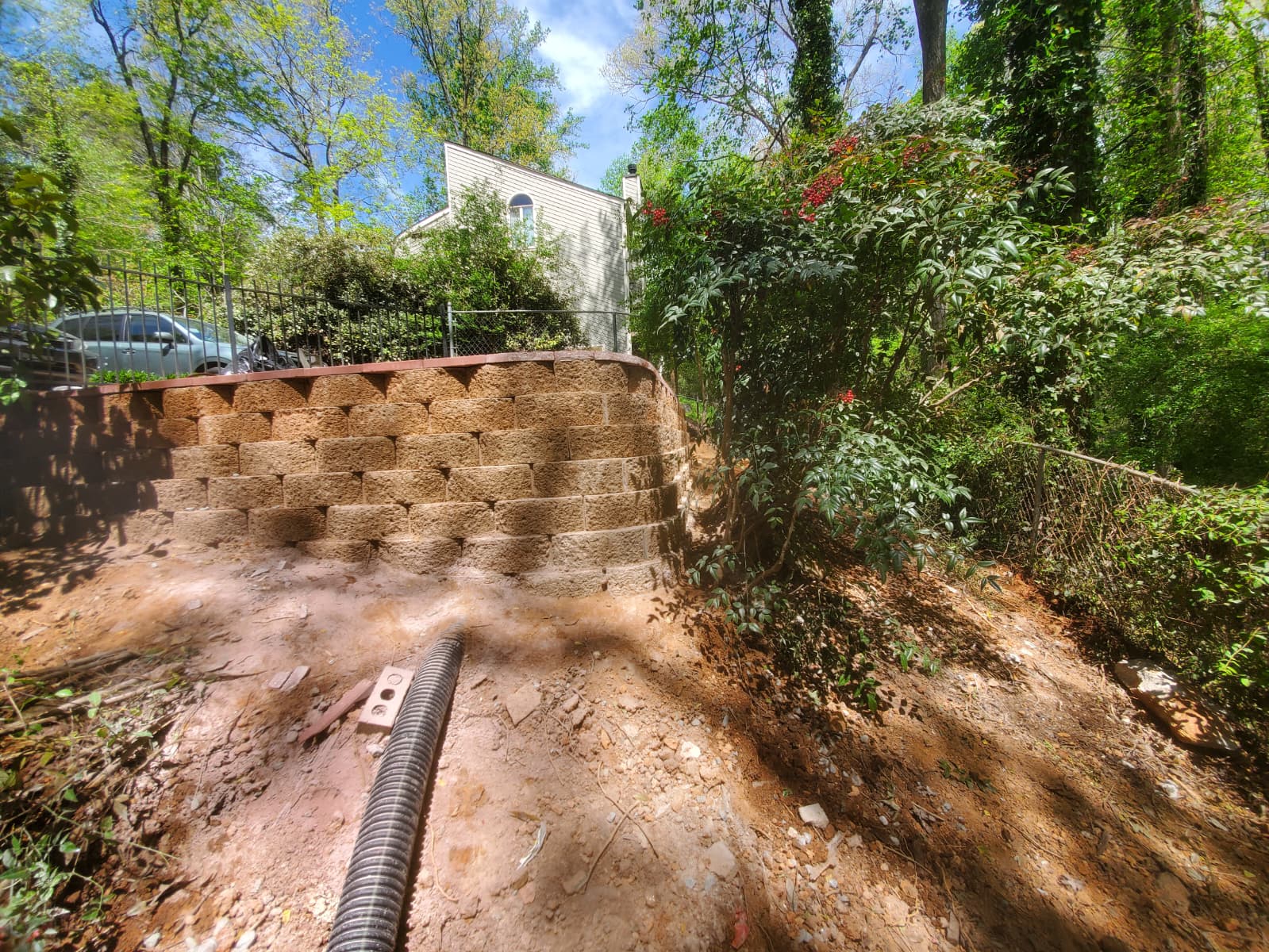 Retaining wall after construction