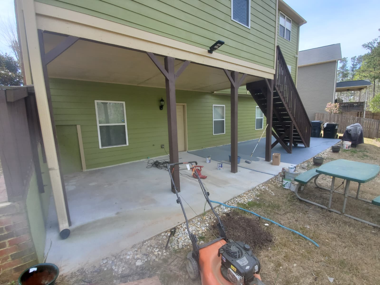 Concrete finishing in progress